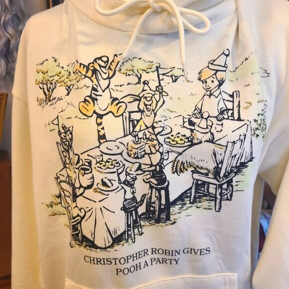 DISNEY Hoodie‎ Sweatshirt Christopher Robin Pooh And Friends Cream Women'… - Picture 6 of 12